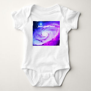 Body Para Bebé Nebulosa galaxia azul rosa púrpura añade tu nombre