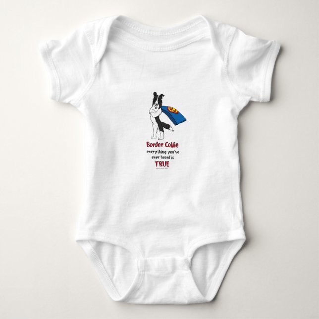 Body Para Bebé Negro estupendo del border collie (Anverso)