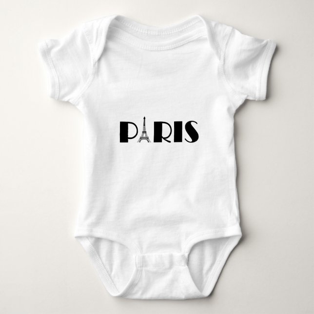 Body Para Bebé Negro y blanco de París de la torre Eiffel (Anverso)