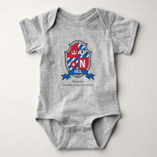 Body Para Bebé Neil boys nombre y significa pájaro escudo azul ro
