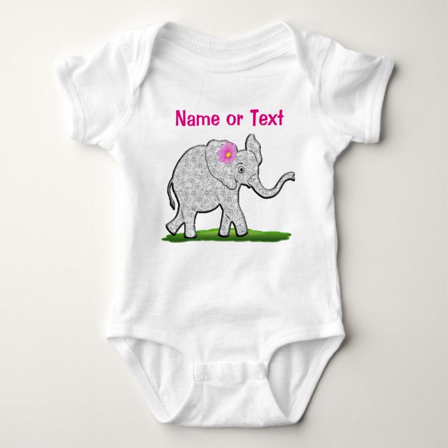 Body Para Bebé Nena personalizada de ropa de bebé elefante lindo (Anverso)