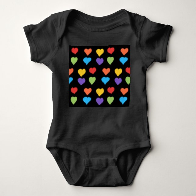 Body Para Bebé Neon Hearts Baby Bodysuit (Black Multi) (Anverso)