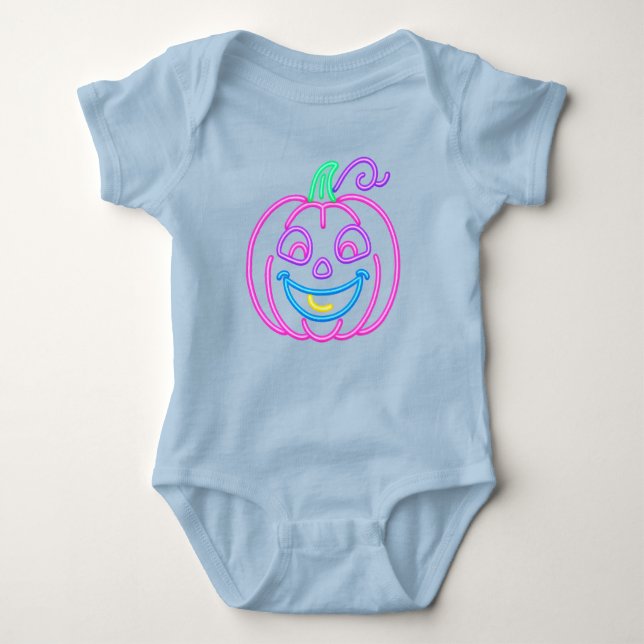 Body Para Bebé Neon Pumpkin – Bright and Fun Halloween Design (Anverso)