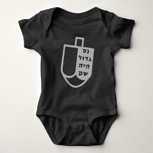 Body Para Bebé Nes Gadol Haya Sham Dreidel Hanukkah (Anverso)