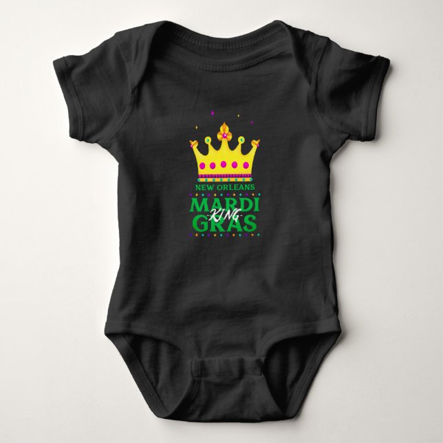 Body Para Bebé New Orleans Mardi Gras King Baby Bodysuit (Anverso)