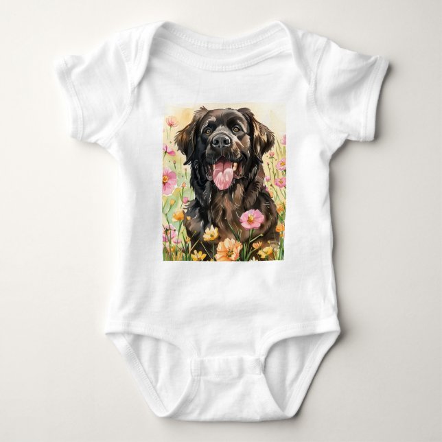Body Para Bebé Newfoundland Watercolor Baby Bodysuit (Anverso)
