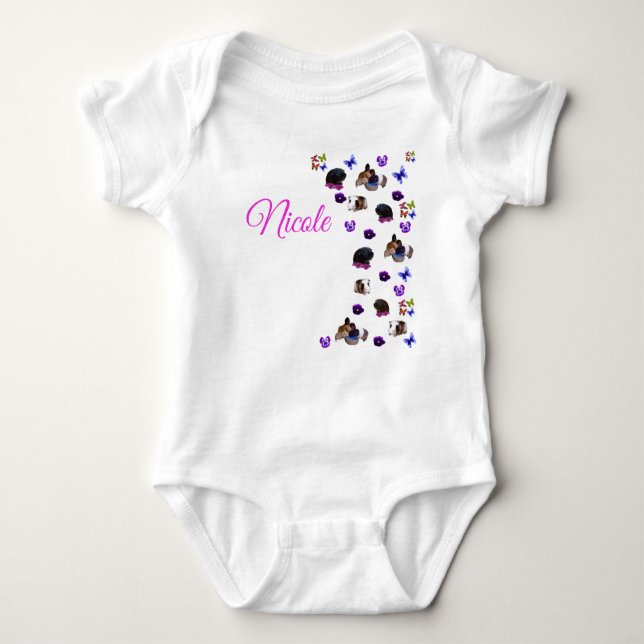 Body Para Bebé Nicole Name With Guinea Cerdos Pansies Baby Bodysu (Anverso)