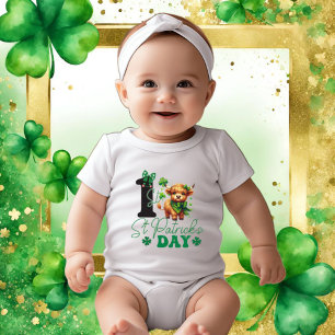 Body Para Bebé Niña bebé 1° Día de San Patricio con vaca Highland