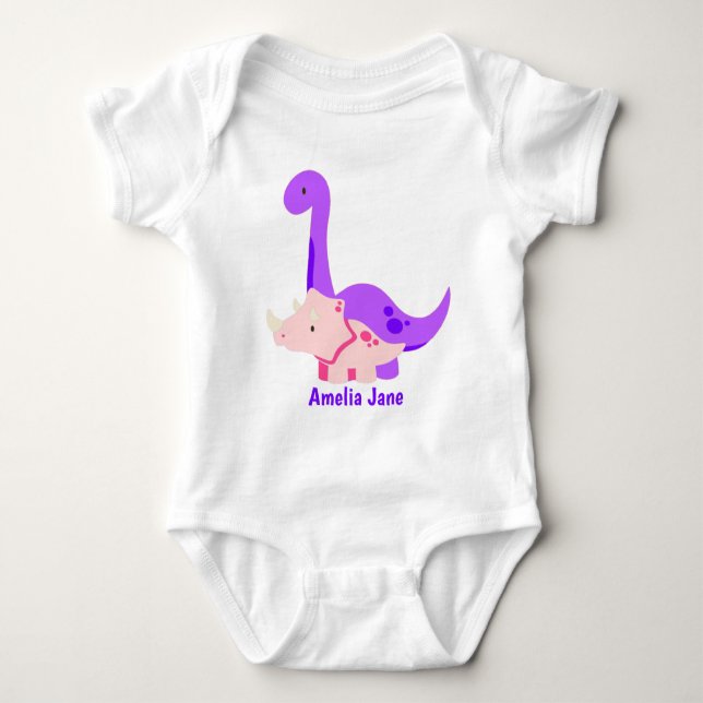 Body Para Bebé Niña bebé Dinosaurio Purple (Anverso)