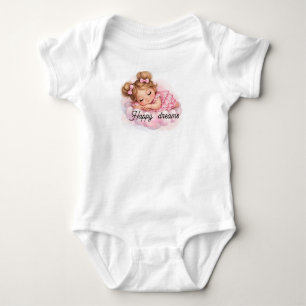 Body Para Bebé Niña bebé durmiendo en arte de nube rosa