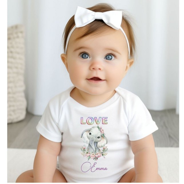 Body Para Bebé Niña bebé nombre amor Elephant Cute (Subido por el creador)