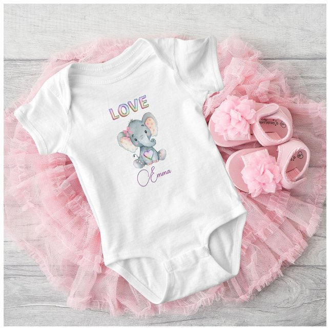 Body Para Bebé Niña bebé nombre amor Elephant Cute (Subido por el creador)
