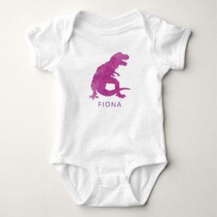 Body Para Bebé Niña de dinosaurios morados personalizada