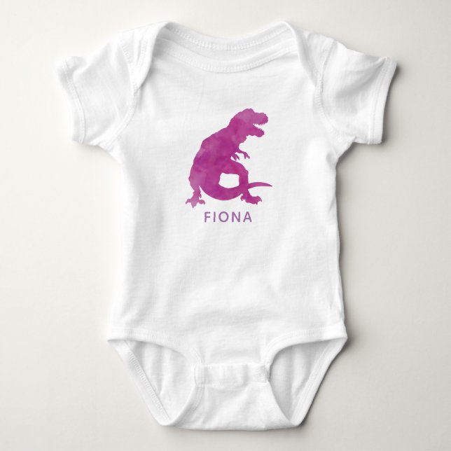 Body Para Bebé Niña de dinosaurios morados personalizada (Anverso)