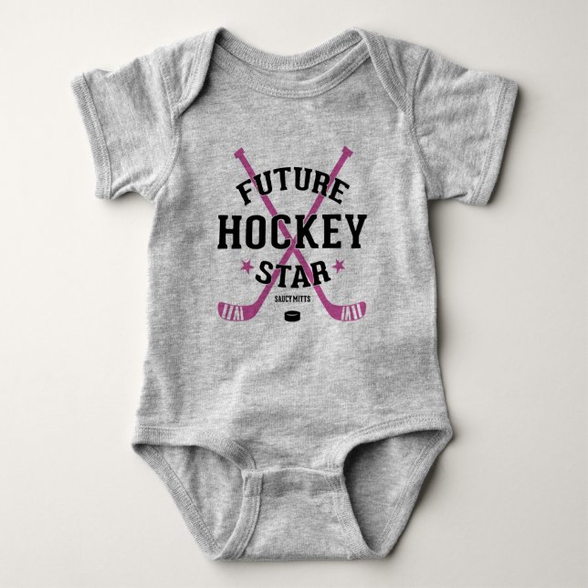 Body Para Bebé Niña de Hockey Futuro Estrella de Hockey Palos Ros (Anverso)