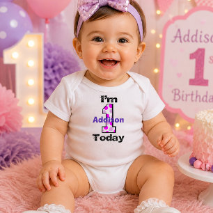 Body Para Bebé Niña de lunares morados en su primer cumpleaños