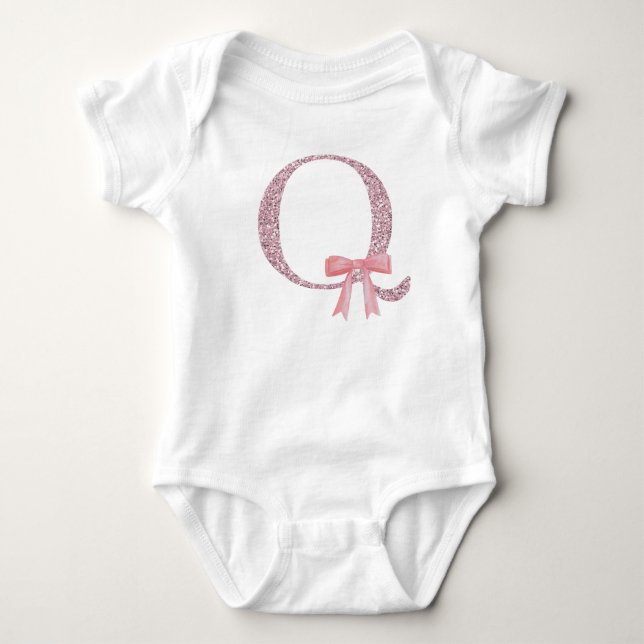 Body Para Bebé Niña inicial personalizada "Q" (Anverso)