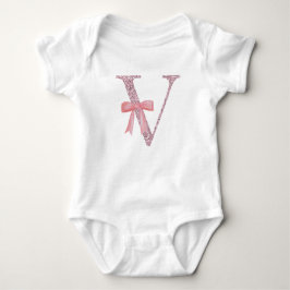 Body Para Bebé Niña inicial personalizada "V"