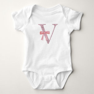 Body Para Bebé Niña inicial personalizada "V"