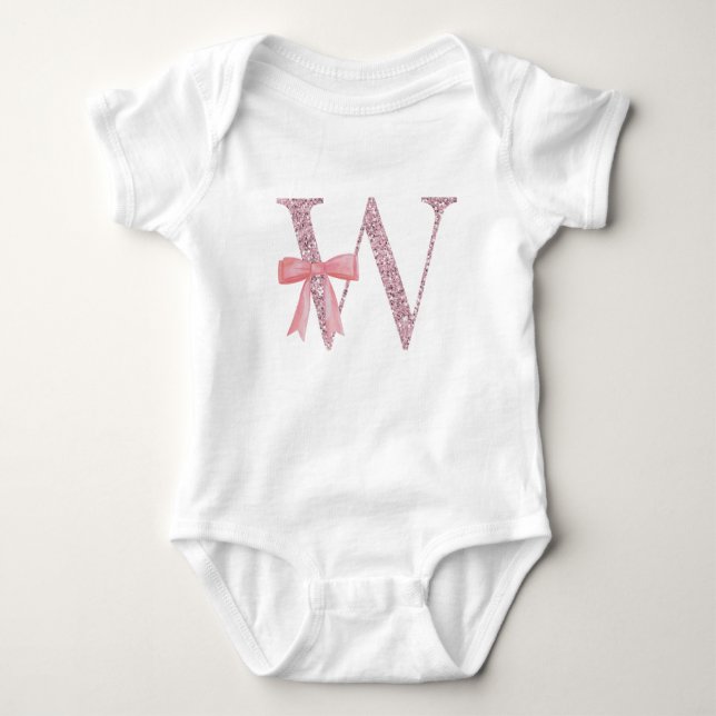Body Para Bebé Niña inicial personalizada "W" (Anverso)