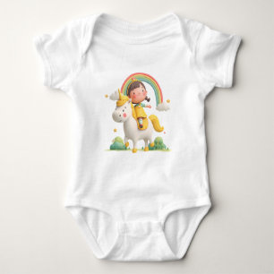 Body Para Bebé Niña montando un unicornio con arcoíris – Fantasía
