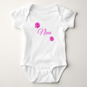 Body Para Bebé Nina, Nombre Con Rosas Rosadas, Bodysuit De Bebé