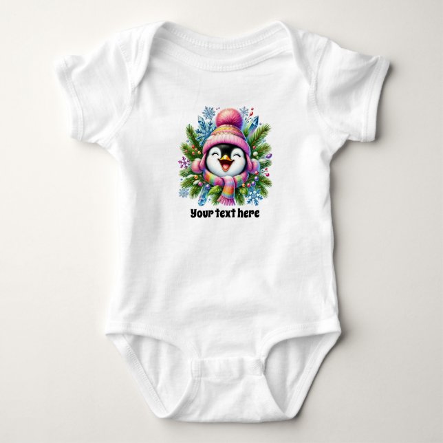 Body Para Bebé Niñas cuteadas Pingüino de invierno (Anverso)
