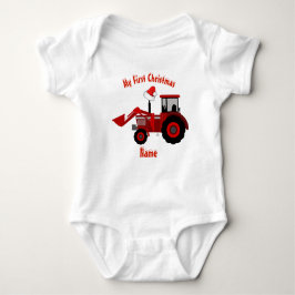 Body Para Bebé Niño Chica Primera Navidad TRACTOR ROJO personaliz