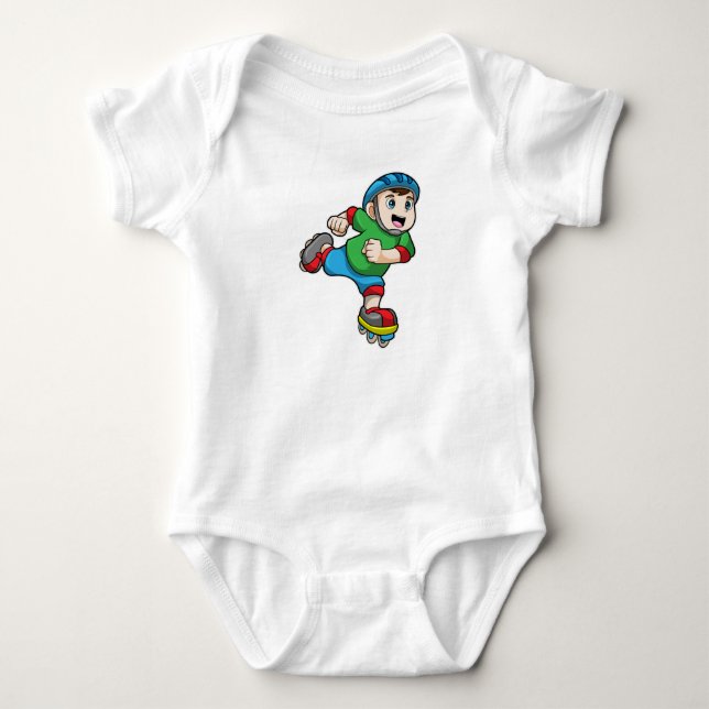 Body Para Bebé Niño como patinador con patines y casco (Anverso)