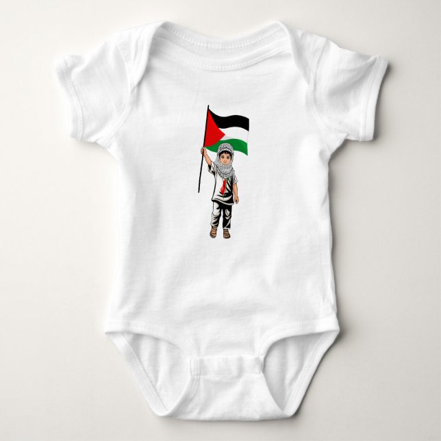 Body Para Bebé Niño con bandera palestina de Keffiyeh (Anverso)