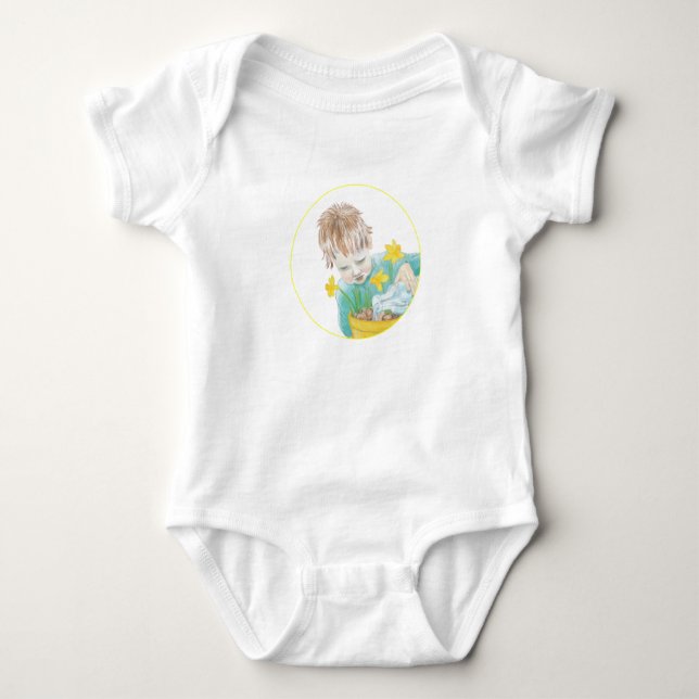 Body Para Bebé Niño Con Daffodils (Anverso)