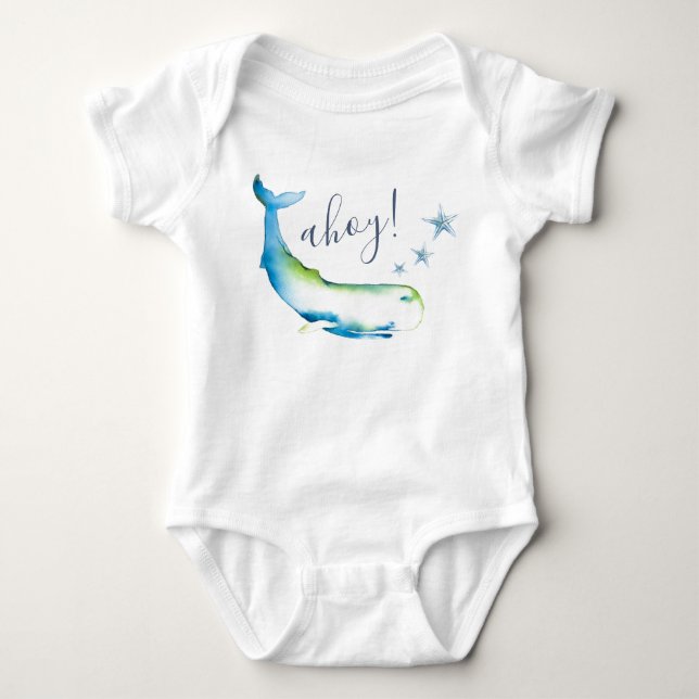 Body Para Bebé Niño de la playa de ballenas azules (Anverso)