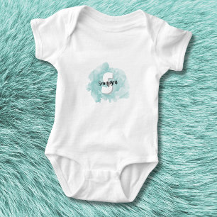 Body Para Bebé Niño de monograma azul turquesa