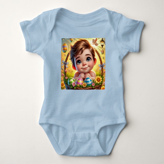 Body Para Bebé NIÑO DE PASCUA Decorado con Huevos ~  (Anverso)