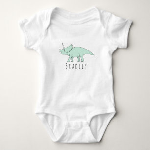 Body Para Bebé Niño Doodle Triceratops Dinosaur con nombre