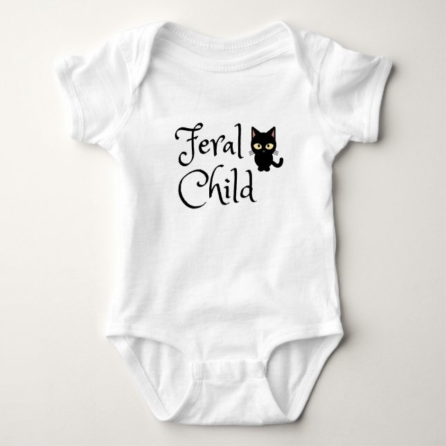 Body Para Bebé Niño Feral con diseño de gato negro (Anverso)