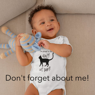 Body Para Bebé Niño Loco Gato Personalizado Blanco Negro