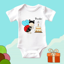 Body Para Bebé Niño mariquita con pastel