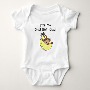 Body Para Bebé Niño Mono en Banana Segundo Cumpleaños
