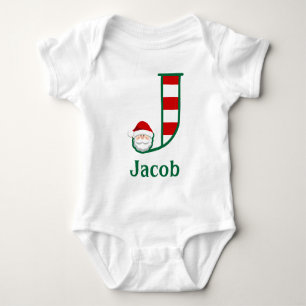 Body Para Bebé Niño Navidades de Papá Noel a rayas Letra J