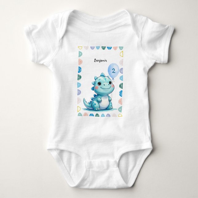 Body Para Bebé Niño niño niño feliz cumpleaños de dinosaurio lind (Anverso)