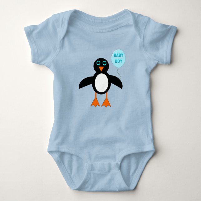 Body Para Bebé Niño pequeño pingüino azul chiflado Personalizado (Anverso)