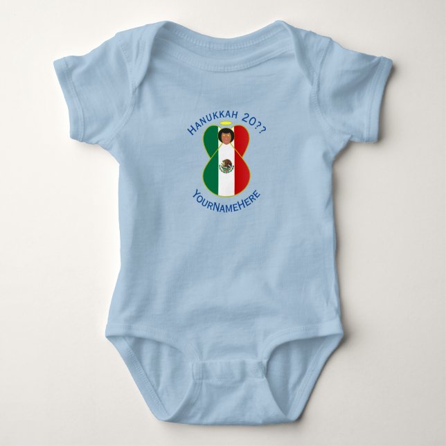 Body Para Bebé Niño personalizado con bandera de Angel Hanukkah (Anverso)
