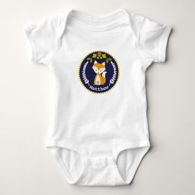 Body Para Bebé Niño Personalizado de Fox Wreath (Anverso)