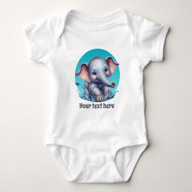 Body Para Bebé Niños con personalizable de elefante de bebé (Anverso)