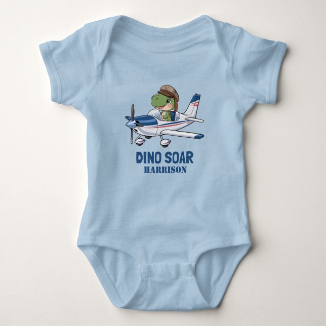Body Para Bebé Niños Cute Blue Airplane Dinosaur Kids 1er cumplea (Anverso)