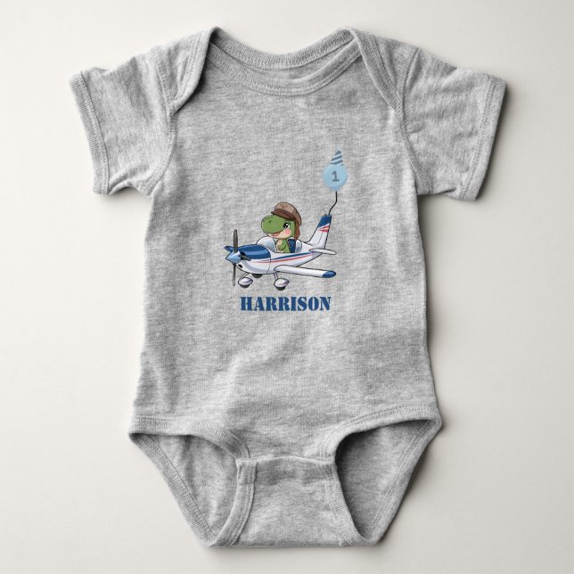 Body Para Bebé Niños Cute Blue Airplane Dinosaur Kids 1er cumplea (Anverso)