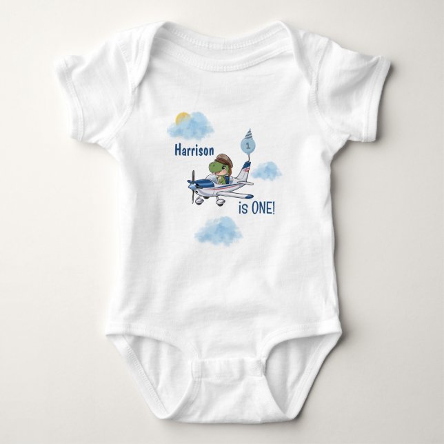 Body Para Bebé Niños Cute Blue Travel Airplane Niños Primer Cumpl (Anverso)