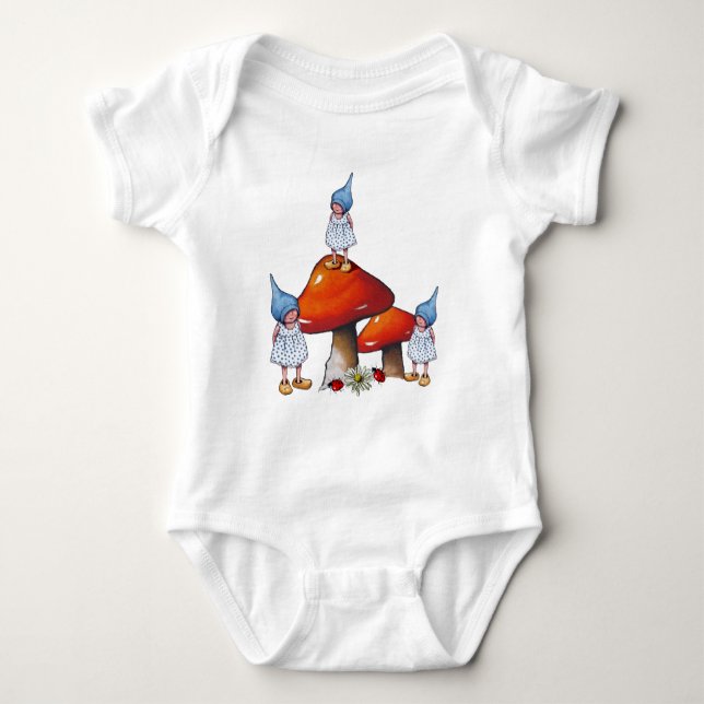 Body Para Bebé Niños de Gnome, Chicas de Triplet, taburetes, arte (Anverso)