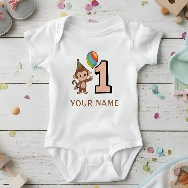 Body Para Bebé Niños pequeños monos primer cumpleaños personaliza (Subido por el creador)